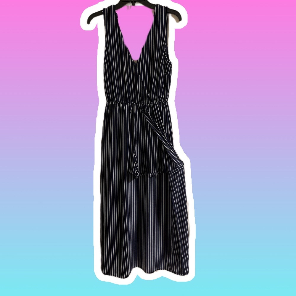 High to Low Navy & White Romper/Dress